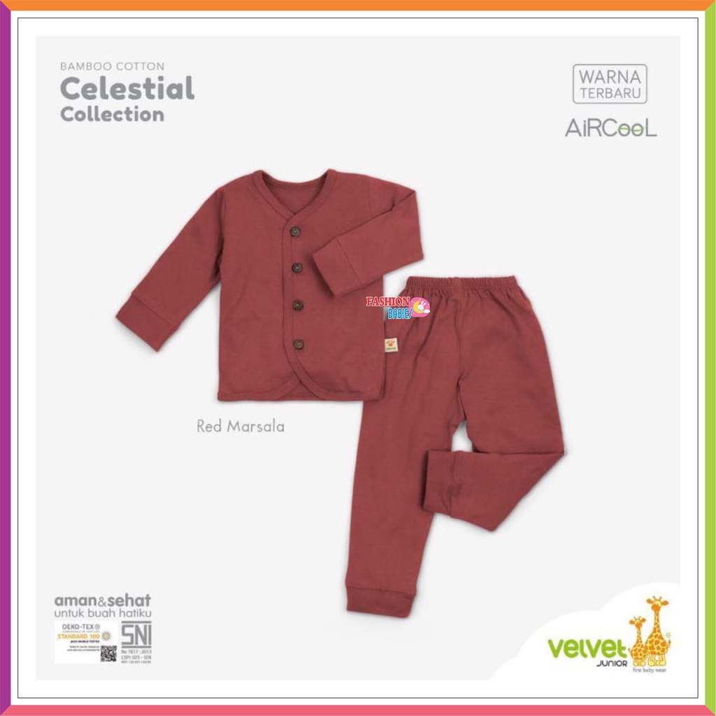 VELVET JUNIOR BAMBOO COTTON CELESTIAL PANJANG | VELVET POLOS TERBARU | SETELAN PANJANG KANCING &amp; OBLONG