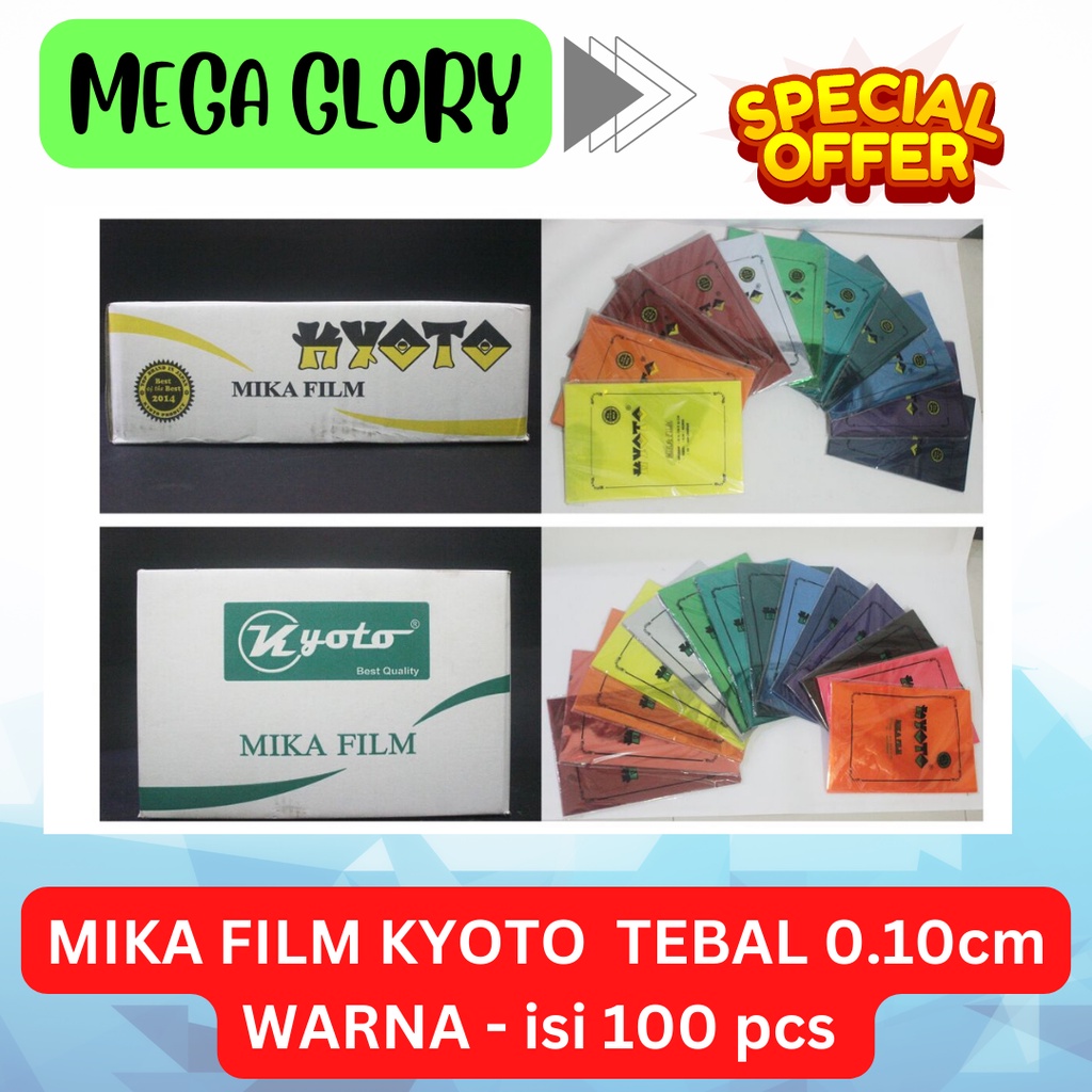 

Mika Film KYOTO Tebal 0.10 Warna isi 100pcs - Mika Jilid Folio Warna