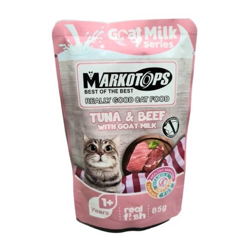 Markotops pouch SACHET 85gr goat milk susu mother kitten &amp; adult kucing makanan basah cat