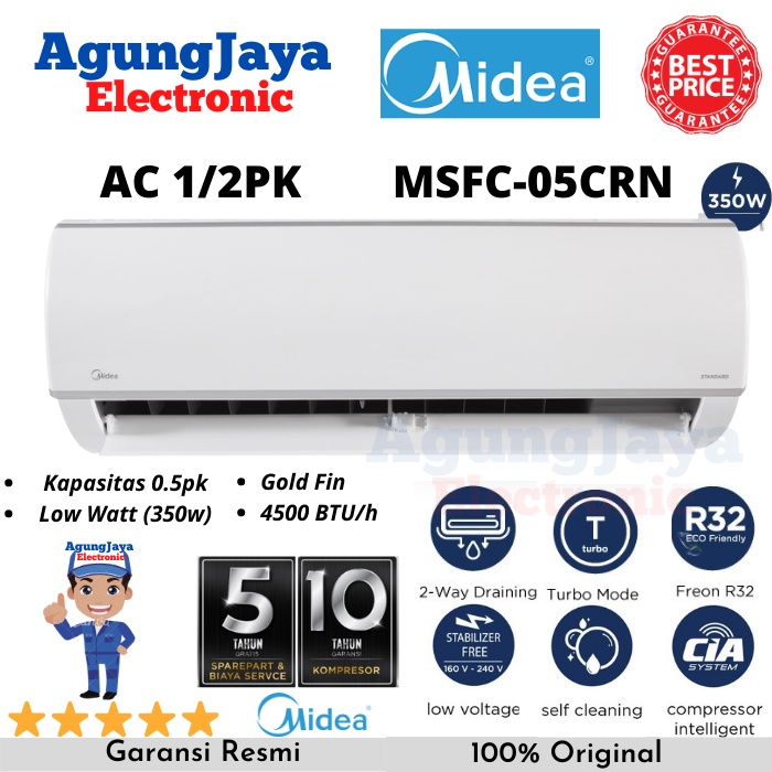 PROMO AC MIDEA 1/2PK MSFC-05CRN2X LOW WATT AC TERMURAH 0.5 PK (CILEGON SERANG)