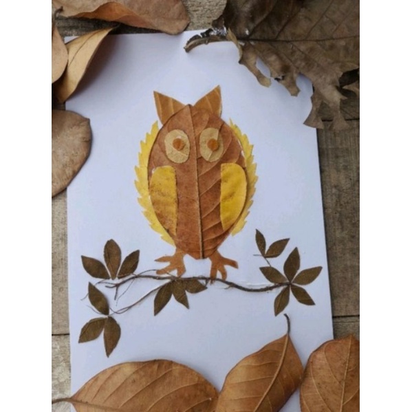 kolase daun kering kolase hewan mozaik hewan diy kolase