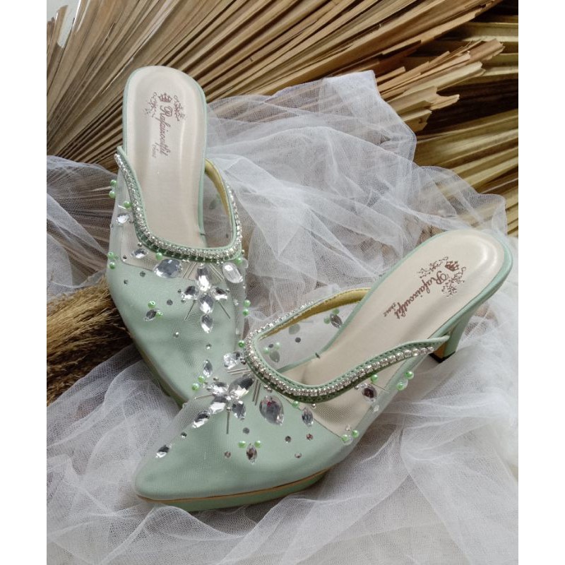 sepatu alunna hijau mint sepatu wanita wedding