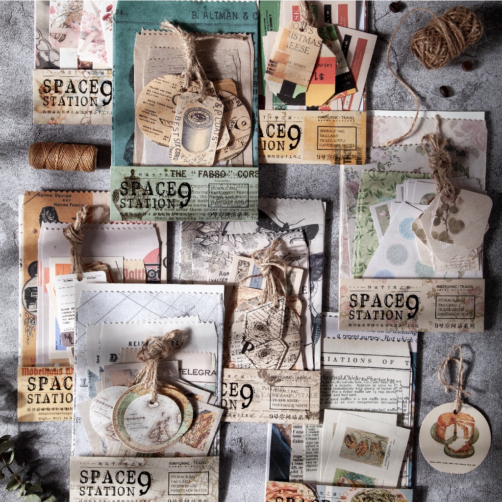 

Space Station 9 - Vintage Label Writing Paper Kraft Card Journaling ullet DIY Scrapbooking