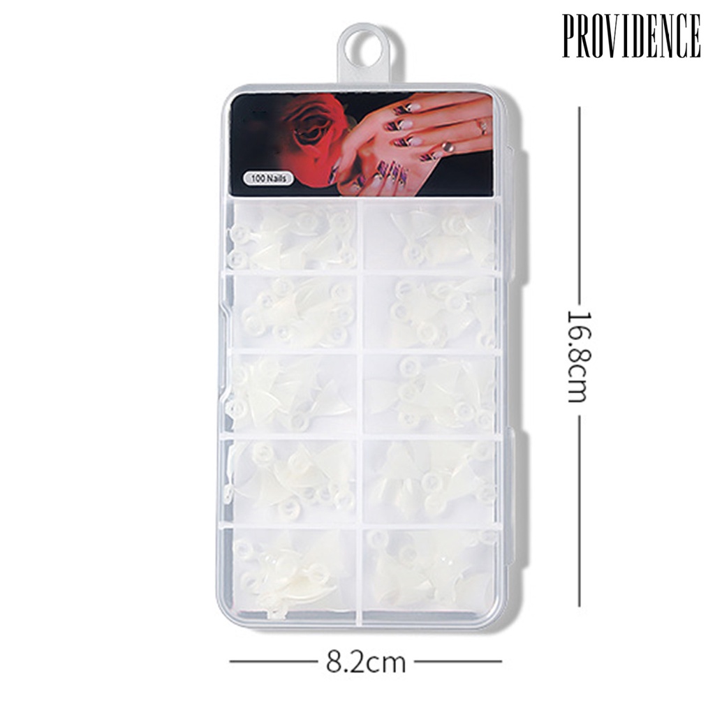 Providence 100pcs / Set Kuku Palsu Extension Model Pendek Transparan Untuk Nail Art DIY