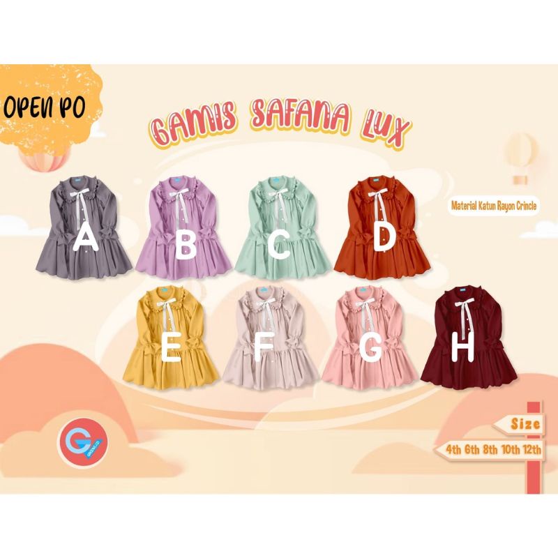 Gamis savana Lux by Groove dress anak perempuan ukuran 4-12t berbahan katun rayon crinkle lembut nya