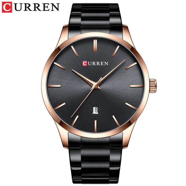 DEM'S   CURREN 8357 ORIGINAL Jam Tangan Pria Rantai Stainless Tanggal Aktif