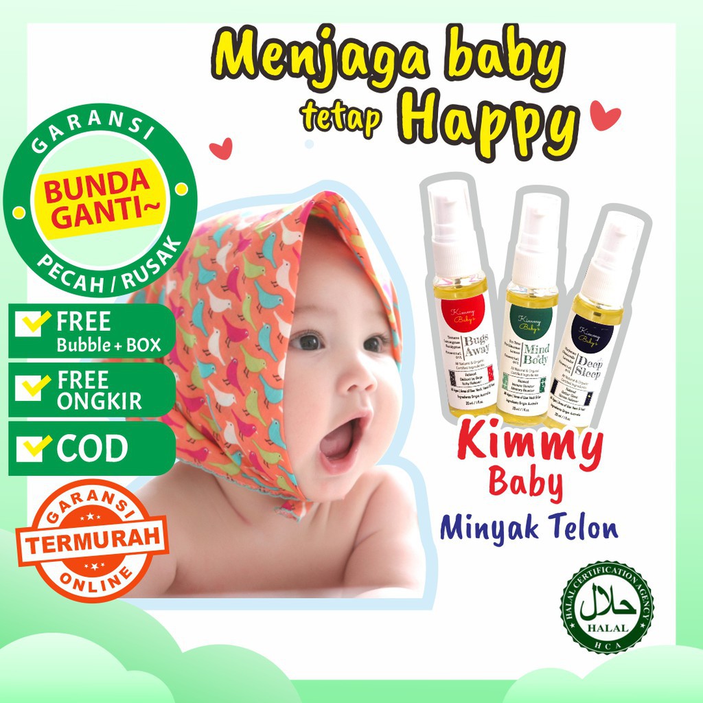 Organic KIMMY BABY MINYAK TELON - Minyak Atsiri Aroma Terapi Pijit Bayi &amp; Anak 30ml