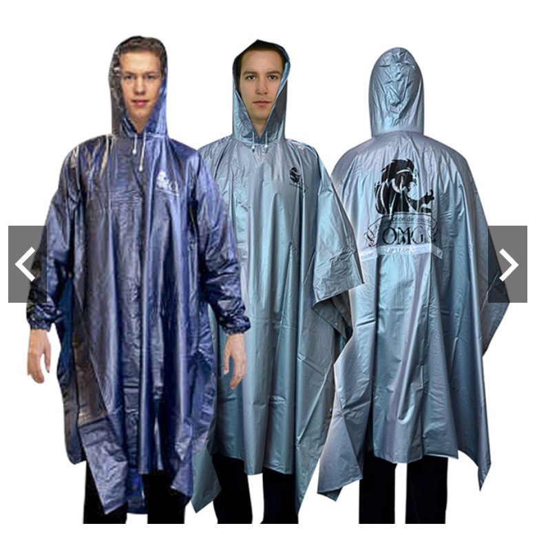 jas Hujan Jaket gunung OMG model Lengan kancing PVC 100% outdoor Waterproof Raincoat bahan karet