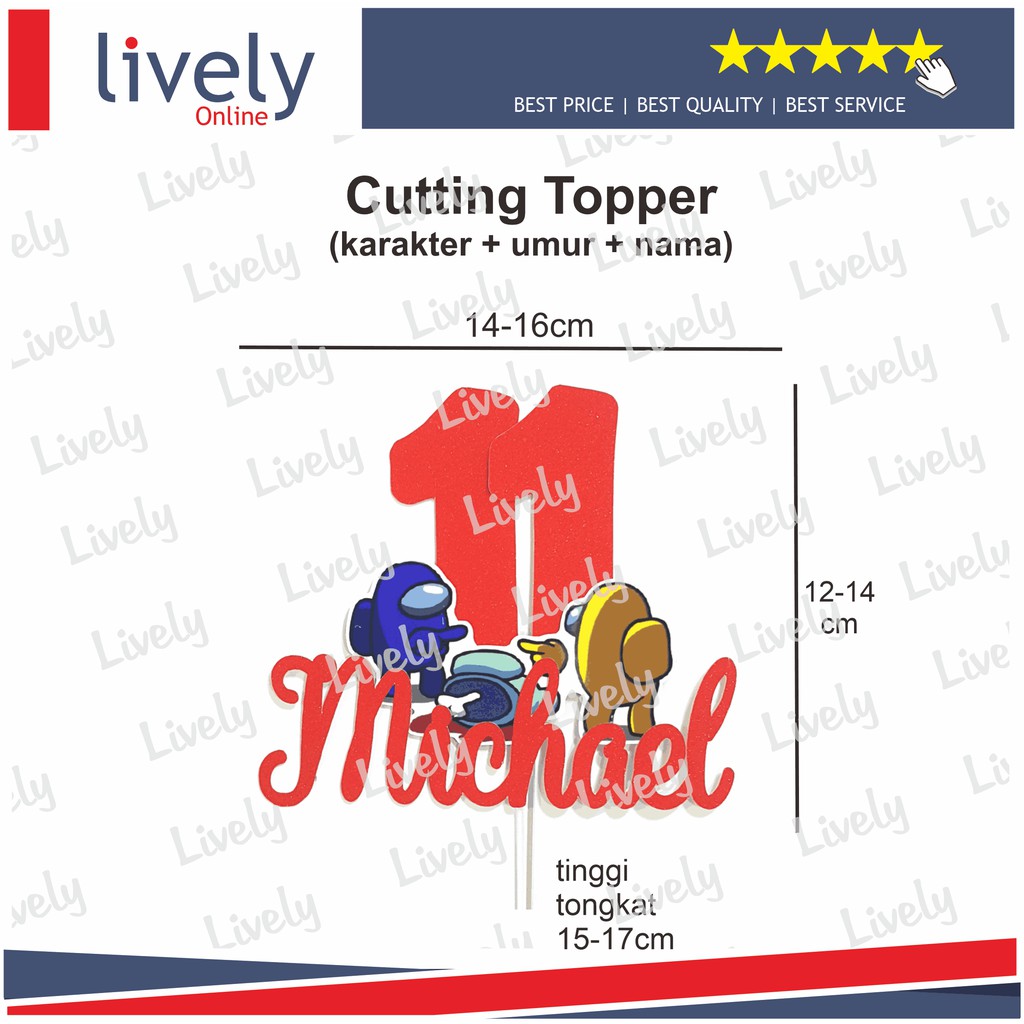 CUSTOM NAMA CUTTING CAKE TOPPER KARAKTER AU HIASAN KUE