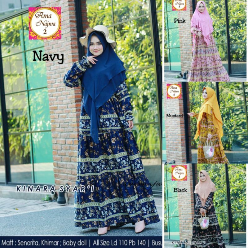 kinara syari / gamis set khimar / gamis syar'i ori by ama najwa