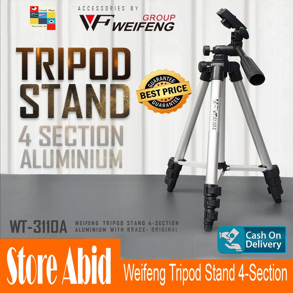 Weifeng Tripod Stand 4-Section Aluminium with Brace- WT-3110A Original