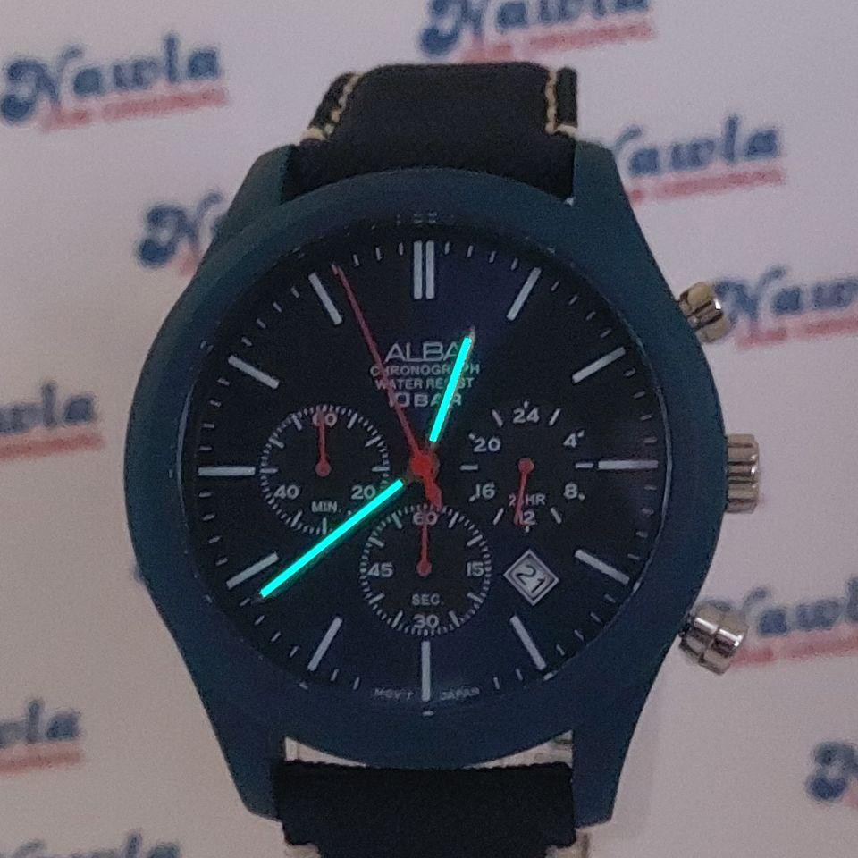 Alba Quartz AT3G27X1 Chronograph Blue Dial Nylon - Jam Tangan Pria AT3G27