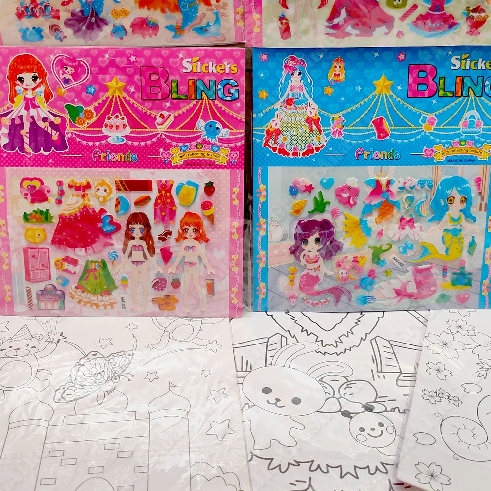 MURAH!!! STICKERS BLING FRIENDS FROZEN PRINCESS STICKER STIKER TIMBUL BONGKAR PASANG BAJU