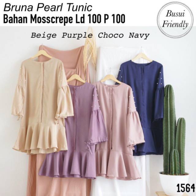 [REAL PICTURE] BRUNA PEARL TUNIC MOSSCREPE / GROSIR / TANAH ABANG / PGMTA / SUPPLIER / KONVEKSI JUAL