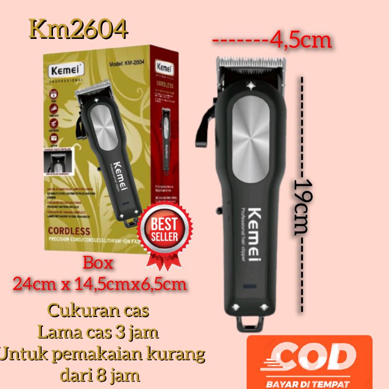 Alat Mesin Pangkas Rambut Kemei Km 2604 Hair Cliper Cas