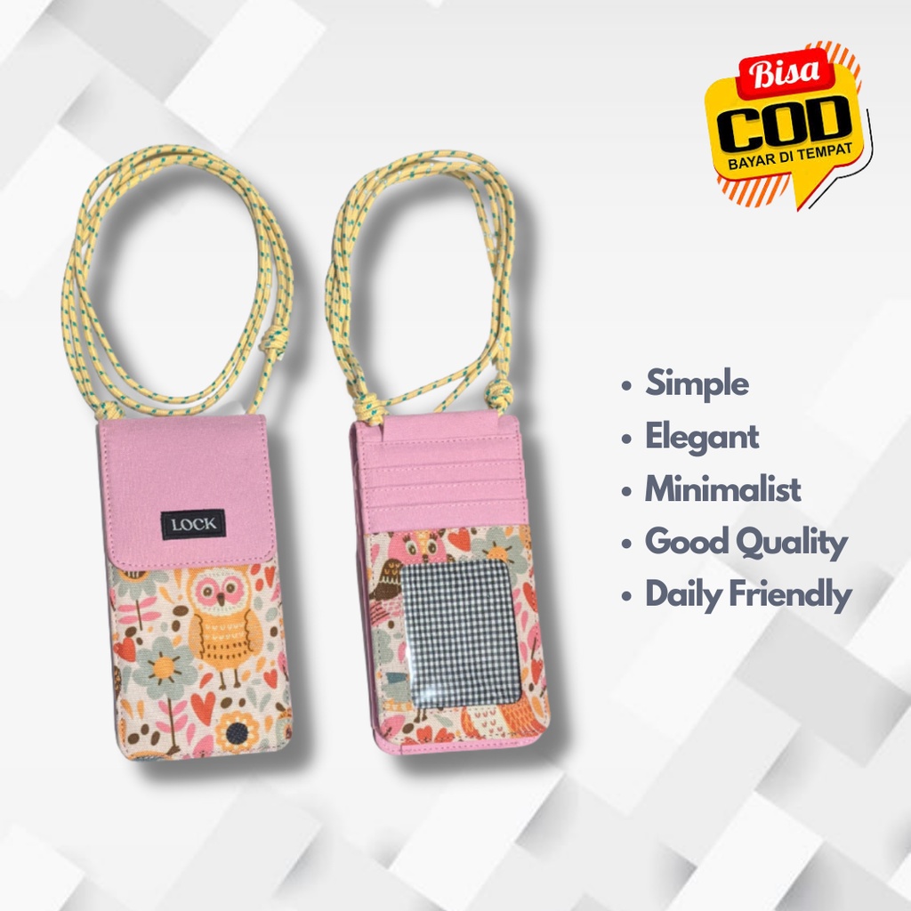 Dompet HP ID Card Holder Hanging Phone Wallet Kalung Gantung Leher Multifungsi Wanita Pria Motif LS109