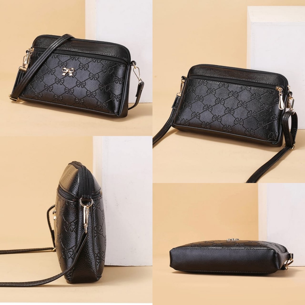 TAS SELEMPANG WANITA PESTA KULIT IMPORT HITAM TA402B5 PICEA SLING BAG MINI CEWEK KOREA FASHION BATAM