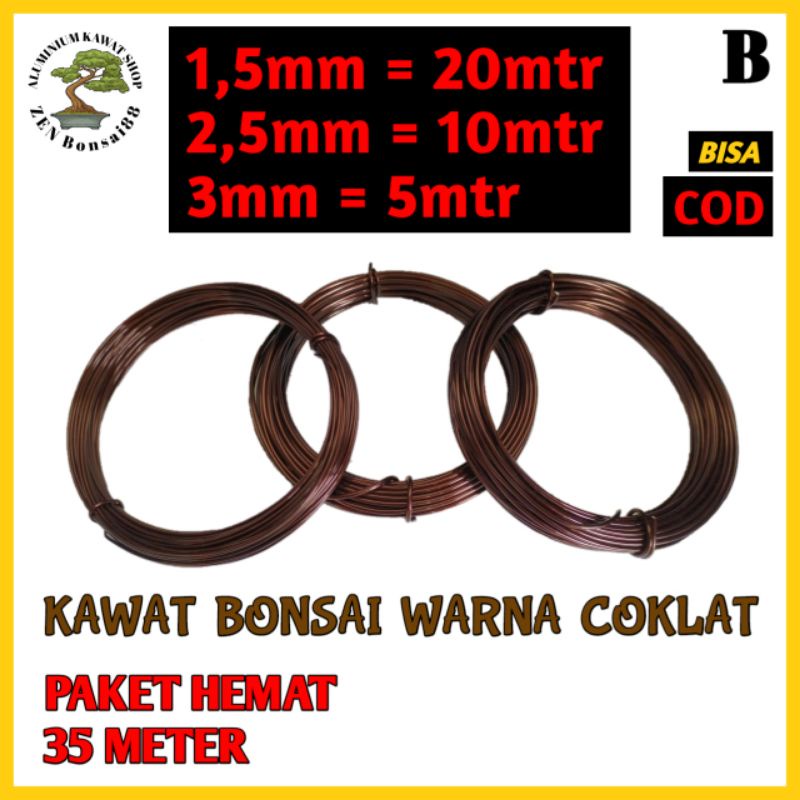 Silahkan kawat bonsai warna coklat