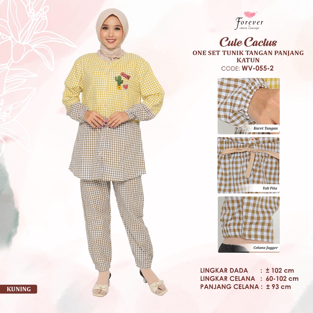 Baju Tidur Wanita PP Tunik Forever Sweet Daily One Set Lengan Panjang WV-0552-1