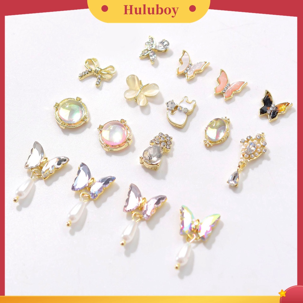 Huluboy Huluboy♡ Butterfly Berlian Imitasi Bentuk Kupu-Kupu Untuk Dekorasi Nail Art