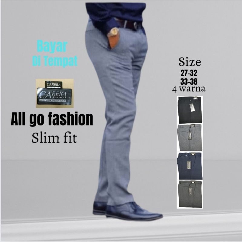 CELANA BAHAN SLIM FIT PRIA COKLAT TUA size 28-38