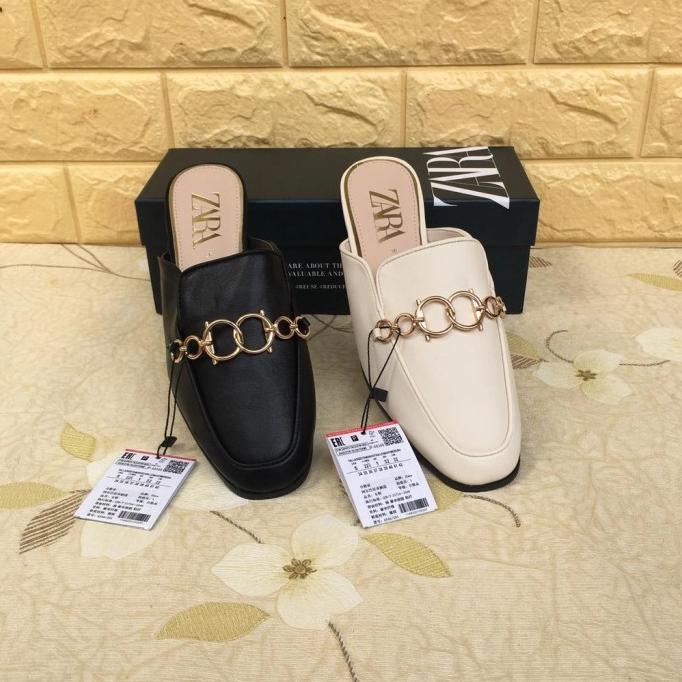 (100% ORIGINAL) Sepatu ZARA Leather Mule Loafers Termurah