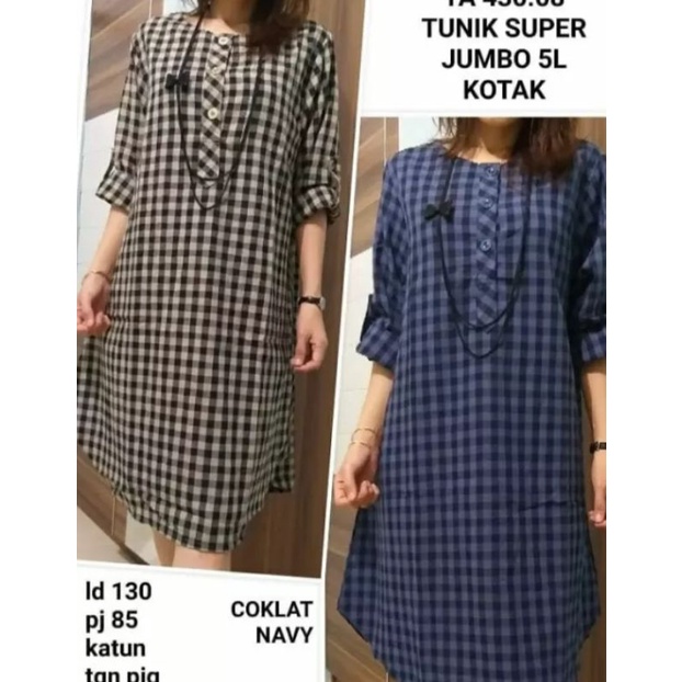 tunik kotak wanita jumbo terbar/tunik kotak wanita jumbo termurah
