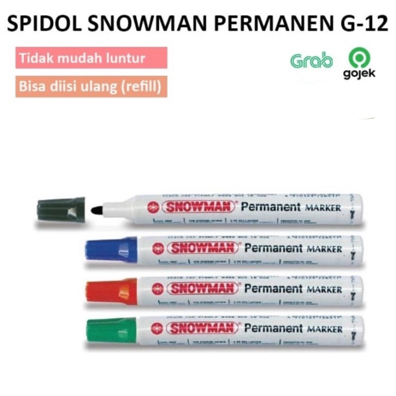 ( Ecer ) SNOWMAN ARTLINE 70 - SPIDOL PERMANEN - PERMANENT MARKER BG12 / G12 WHITE / JUMBO 500 HITAM BIRU MERAH - RED BLUE BLACK / PAINT MARKER SILVER