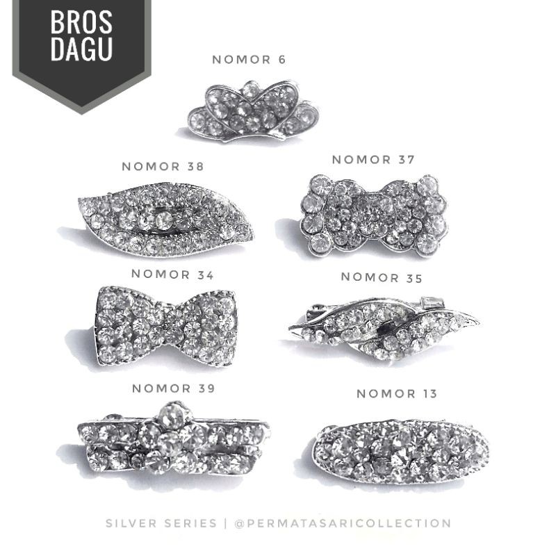 Bros Dagu Korea Kecil Aksesoris Jilbab Hijab Kerudung Wanita Muslim Muslimah Silver Small Brooch Pin Peniti Motif Bunga Pita Mutiara 1