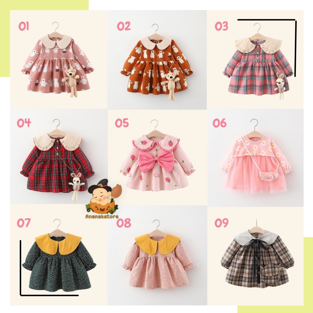 ANANAK 6-36 bulan / DRESS BAYI perempuan KUALITAS IMPORT gaun bayi baju bayi anak perempuan