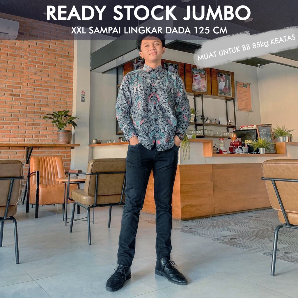 KEMEJA BATIK PRIA LENGAN PANJANG BATIK PRIA KATUN HALUS BAJU BATIK PRIA LENGAN PANJANG MODERN M L XL XXL LENGKAP