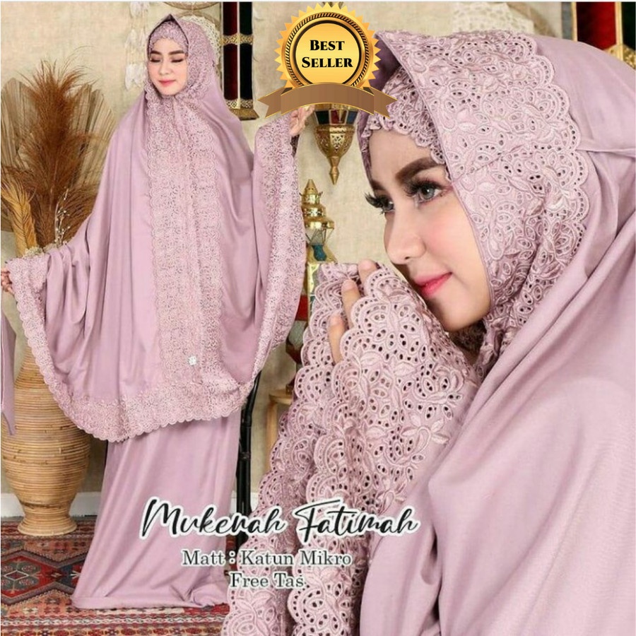 NHM Mukena Fatimah Bestseller, Mukena Dewasa Katun Renda