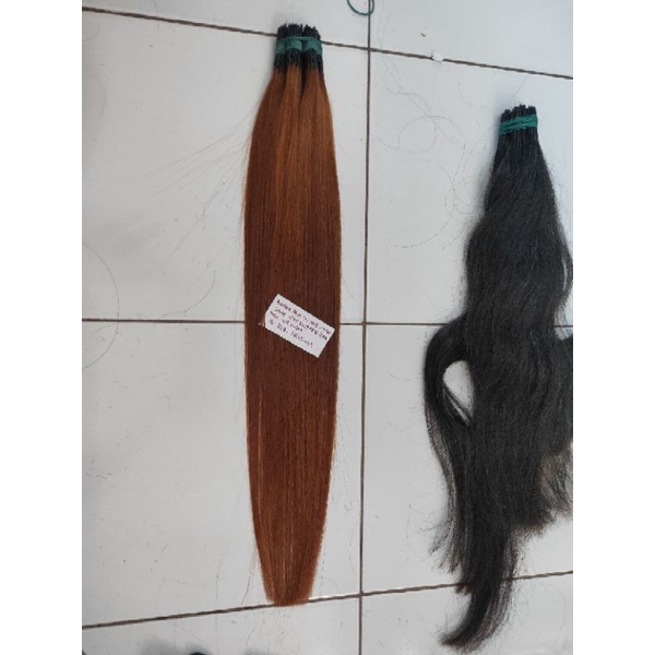 rambut sambung 50cm per helai asli hair extension real panjang MINIMAL 20HELAI-1h AGAK ISI coklat