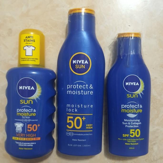 Nivea Sun Spf50 200Ml Sunblock Sunscreen Lotion Badan Body Waterproof