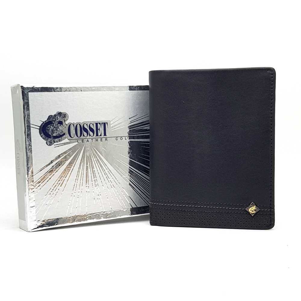 Dompet Berdiri Lipat Buku Kulit Asli Murah - COSSET PL RON BLACK