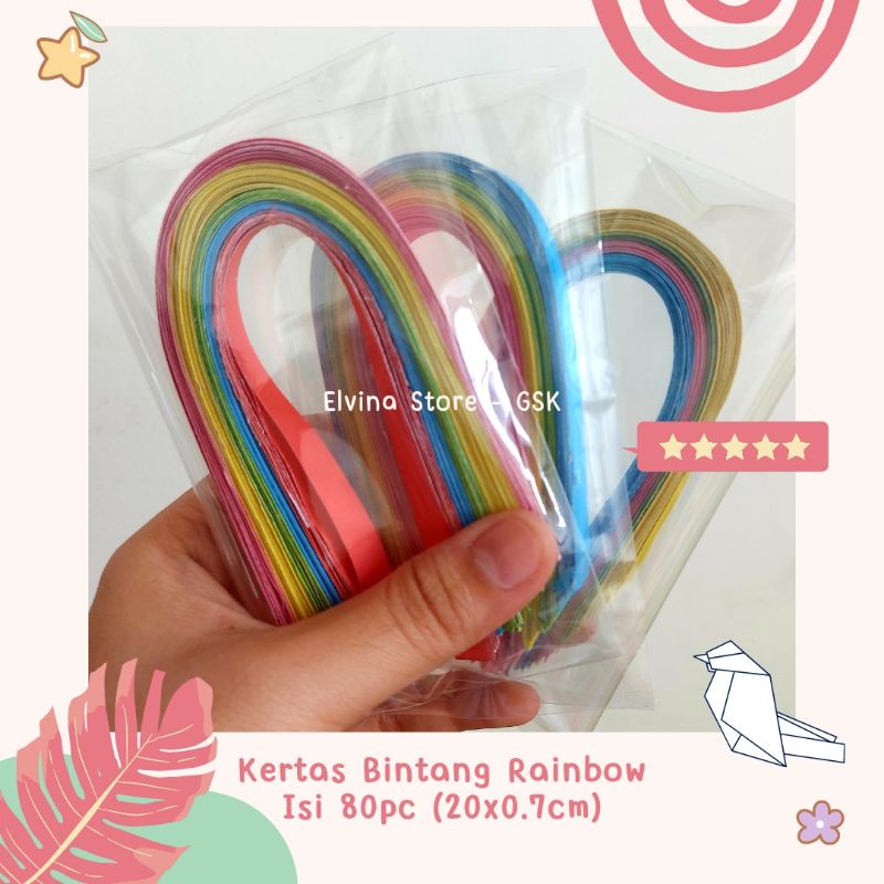 

KERTAS BINTANG RAINBOW BESAR / ORIGAMI BINTANG / QUILLING START PAPER ISI 80 LEMBAR
