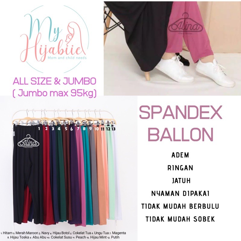 Celamis Wanita Alina - Celana Daleman Gamis Jumbo dan All Size - Inner Pants Spandex Ballon Terlaris