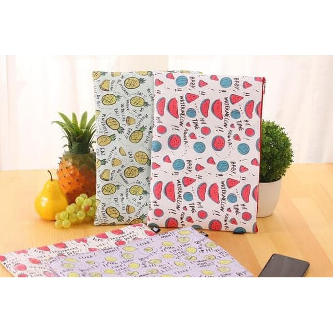

EDW 218 Map Kulit Motif Buah Fruits Colorful Pouch Cute Document Bag Organizer