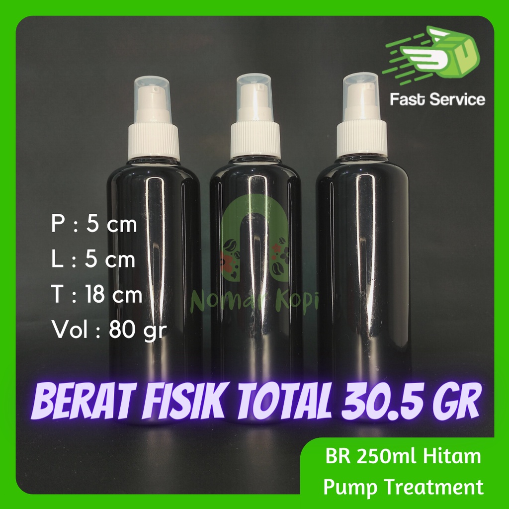BOTOL 250ml BR AMBER PUMP TREATMENT PET TEBAL PET TEBAL HANDSANITIZER PARFUME KOSMETIK