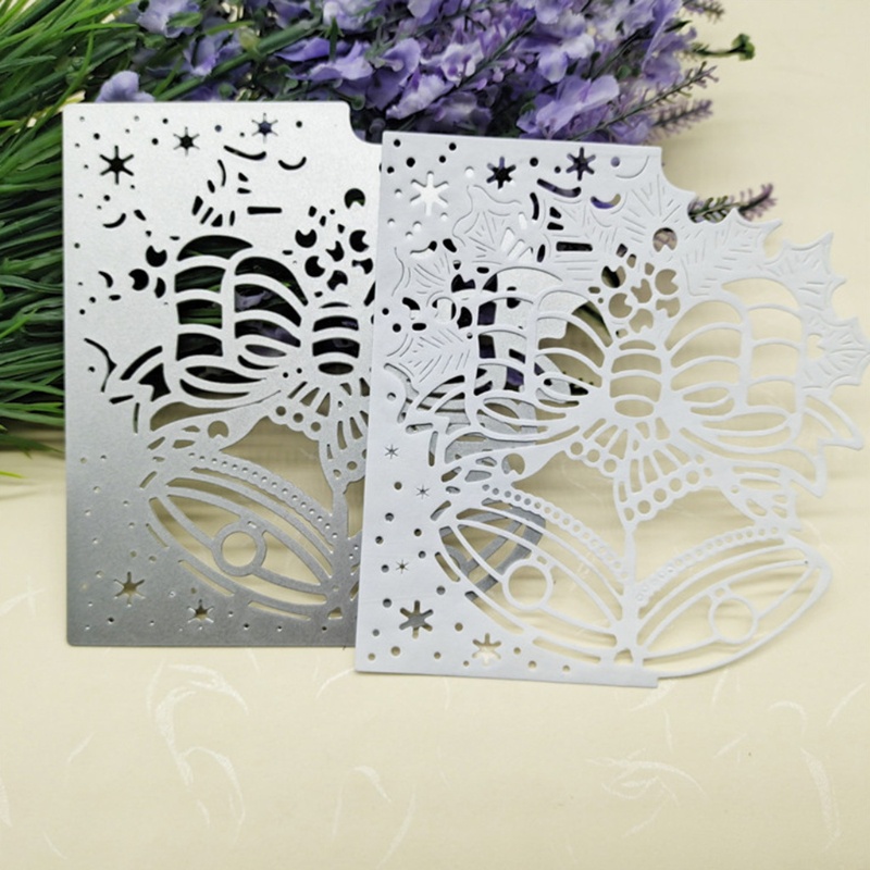 Cetakan Stensil Cutting Dies Motif Lonceng Natal Bahan Metal Untuk Scrapbook / Craft DIY / Embossing