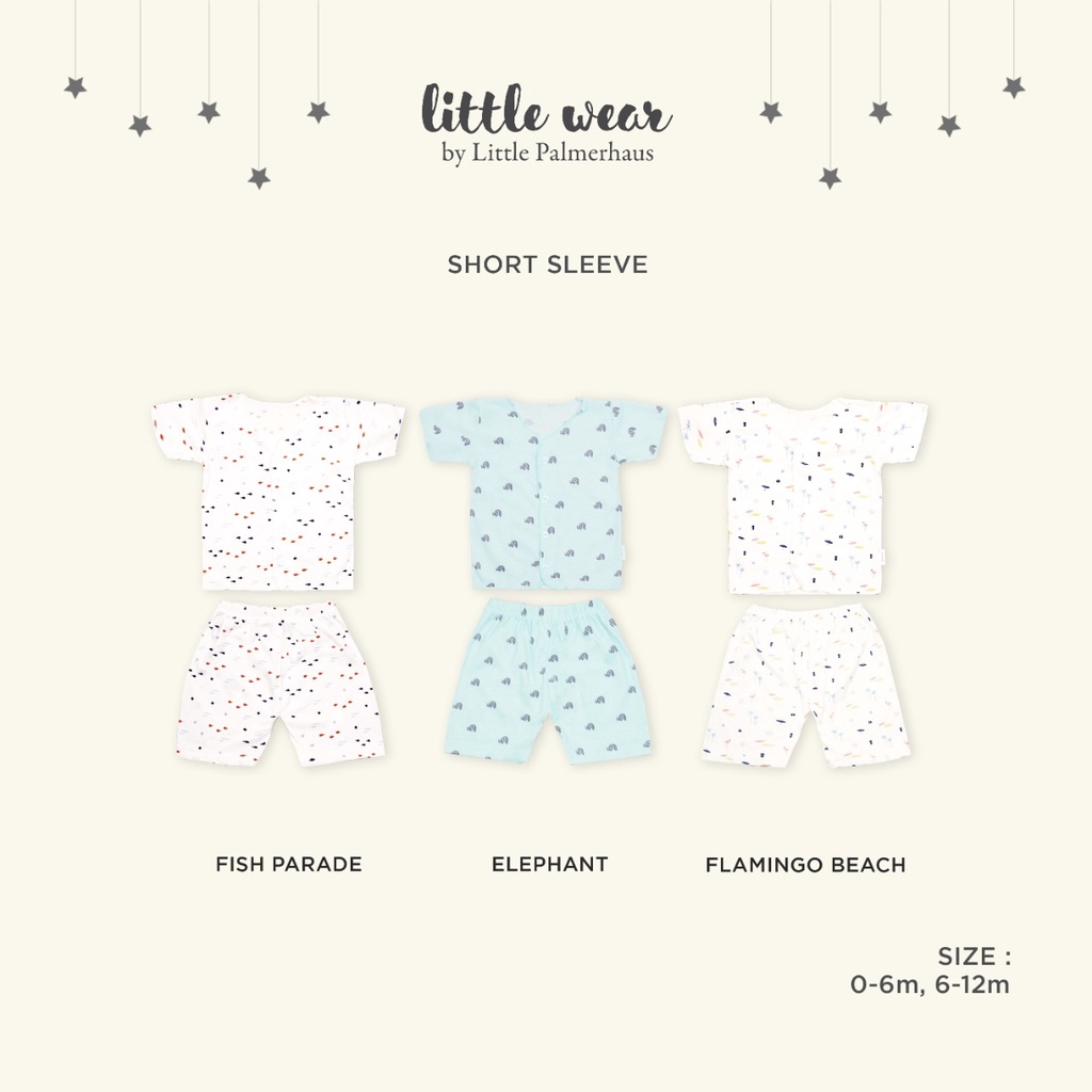 [Size 0-12m] Little Wear By Little Palmerhaus Short Sleeve Setelan Pendek Bayi