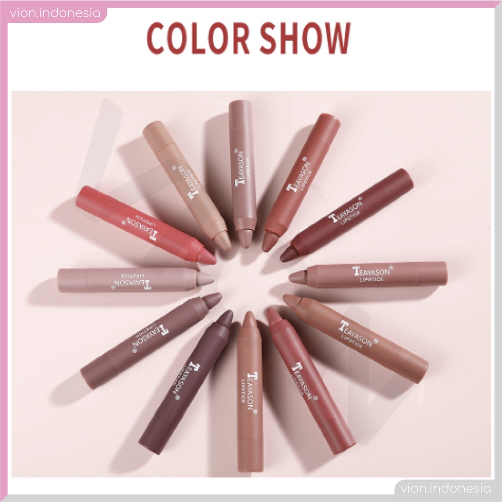 TEAYASON Crayon Lipstick Non Stick Waterproof Tahan Air Matte Makeup Kosmetik Original TE001