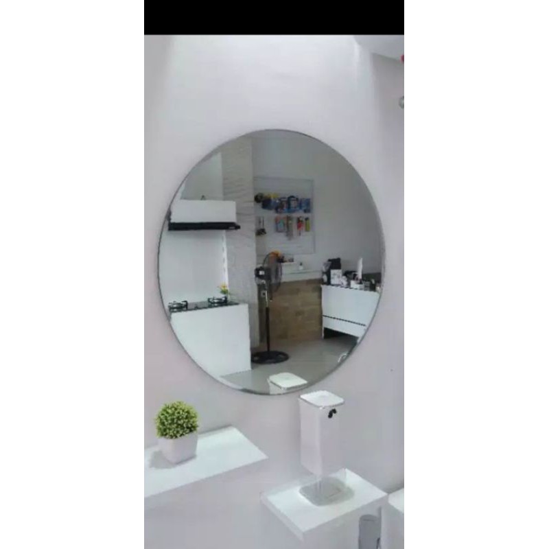 cermin bulat D30cm/cermin dinding/ada tali gantungan nya/cermin gantung/cermin kamar mandi/cermin wastafel/cermin rias.-Polos
