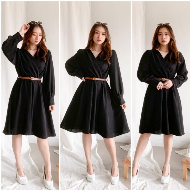 ⚡️CLEARANCE SALE ♡ PREMIUM ♡ REAL PIC ! ELLEORA KIMONO SLING LONG SLEEVE DRESS WITH BELT ( BUSUI FRIENDLY )