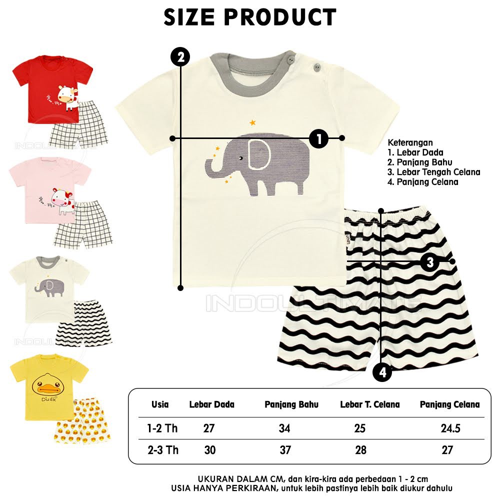 Setelan Baju Anak bergambar BABY LEON Unisex Setelan Kaos Pendek Celana Pendek Anak Bayi SBJ-GY01