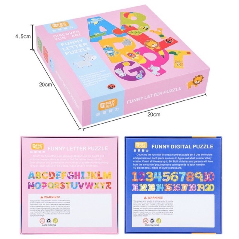 Alphabet puzzle - number puzzle - mainan edukasi anak - kado hadiah anak