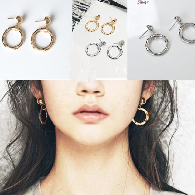 Murah Anting Hoop Tebal Tusuk Bulat Besar Silver SH120