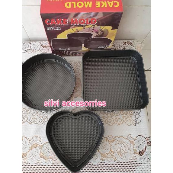 Modern.. Loyang Kue Cake Bongkar Pasang Spring Foam Cetakan Kue Bentuk Hati Kotak Bulat