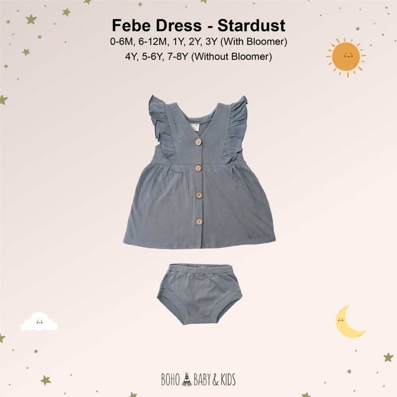 BOHOBABY BOHOPANNA FEBE DRESS TERUSAN ANAK BAYI-STARDUST