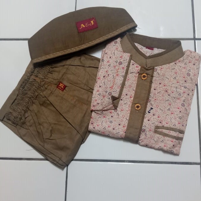 (BARU) Koko AJ lengan pendek Baju muslim anak laki-laki